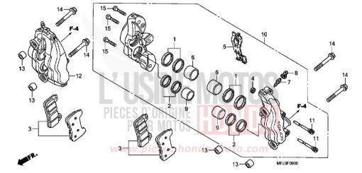 ETRIER DE FREIN AVANT (CBR600RR7/8) CBR600RR8 de 2008